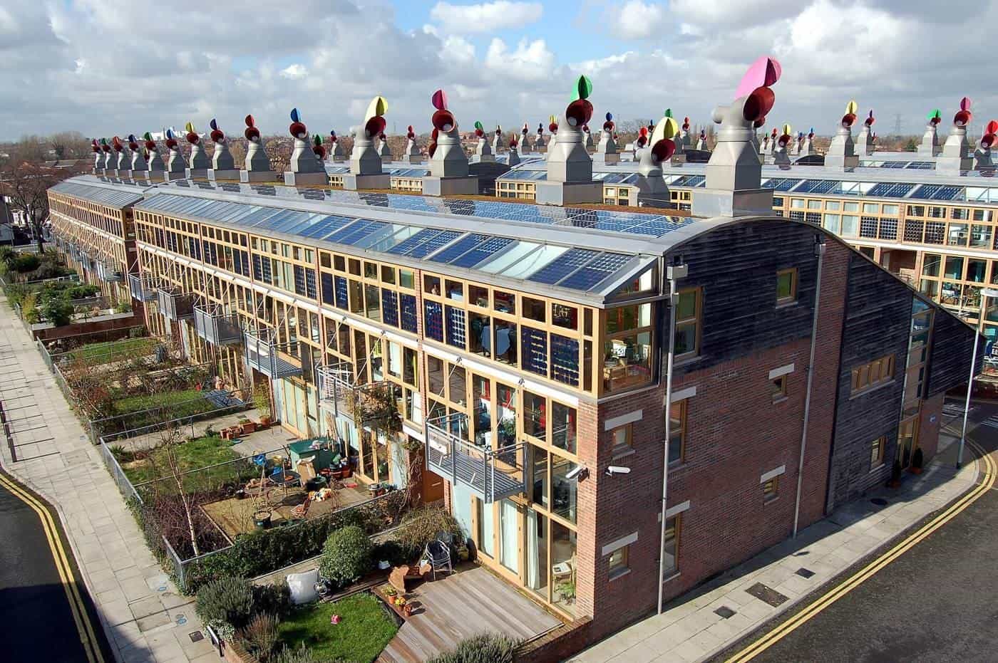 Homes at the BedZED eco-community in south London